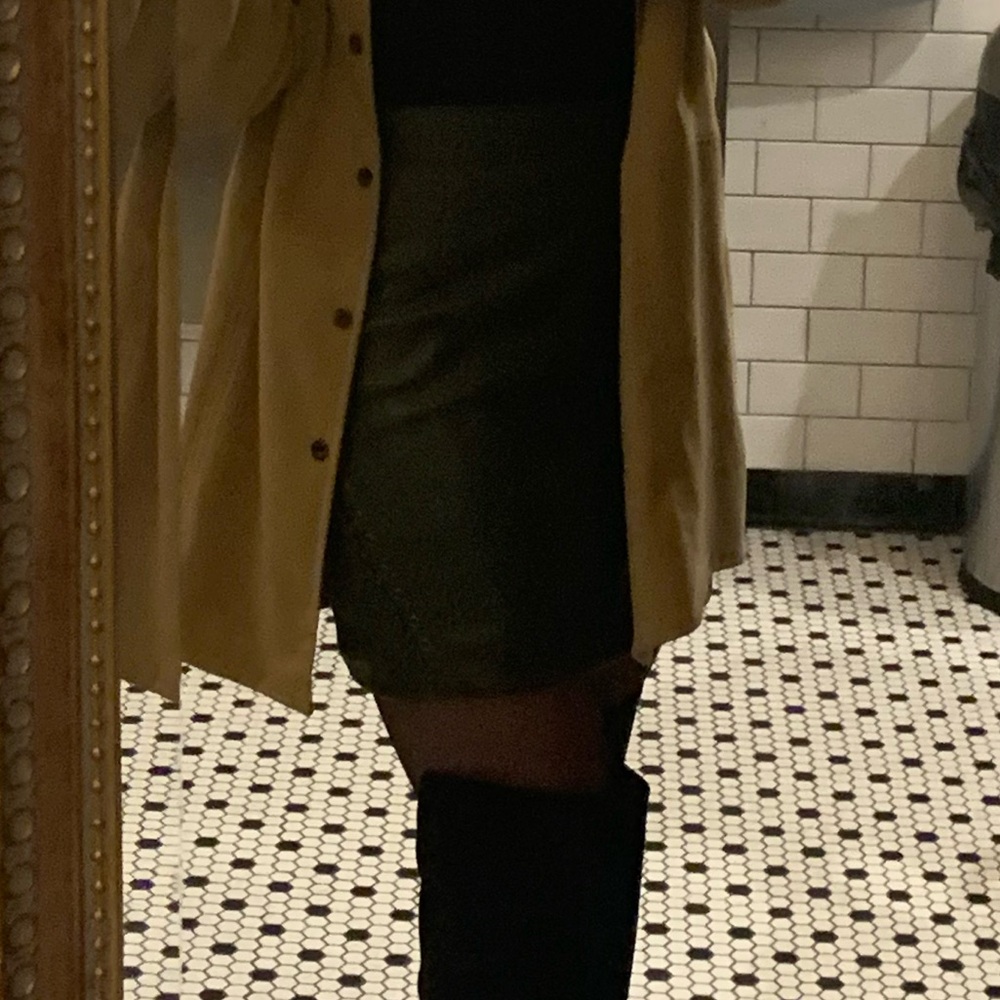 green faux leather mini skirt